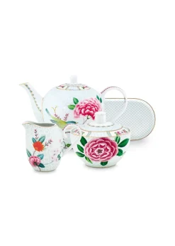 Blushing Birds Thee Set/4 Wit