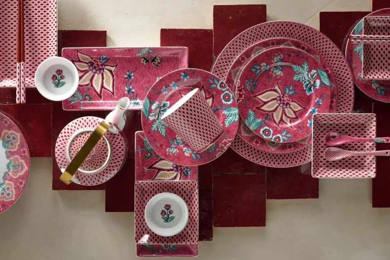 Flower Festival Set/4 Dinerborden Donker 26.5Cm
