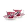Flower Festival Set/2 Espresso Kop & Schotel Donker