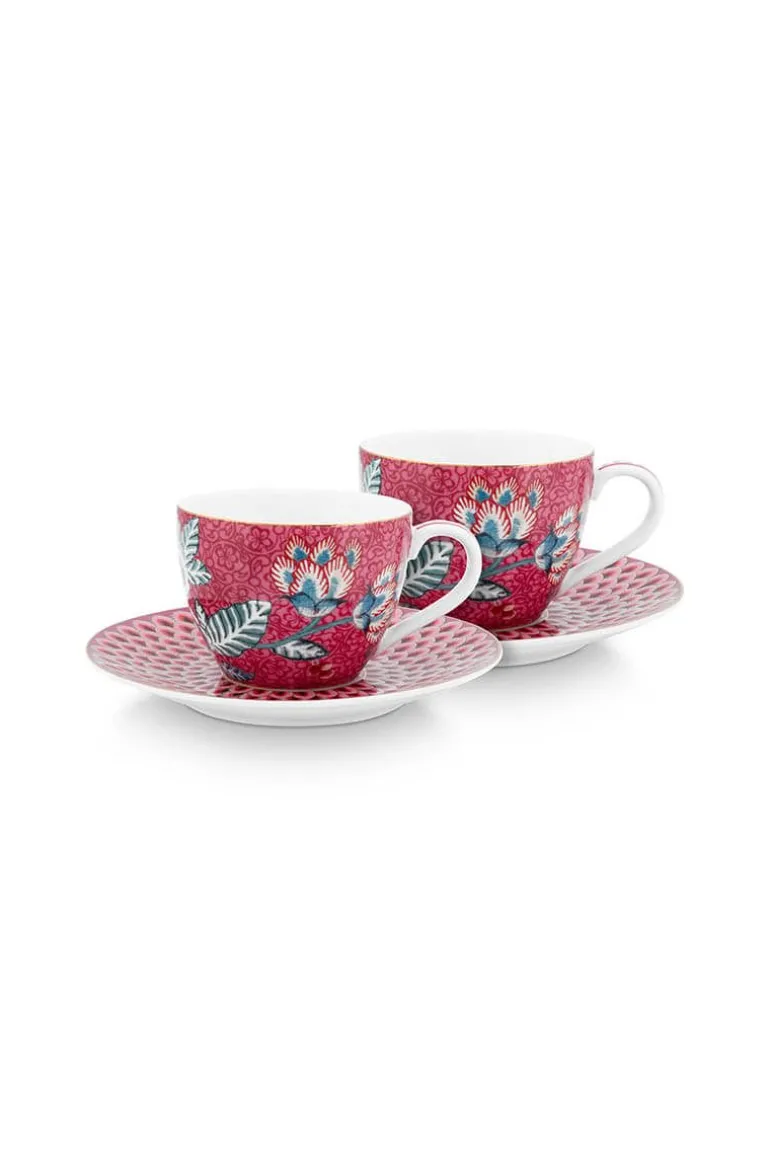 Flower Festival Set/2 Espresso Kop & Schotel Donker
