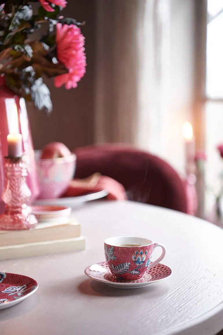 Flower Festival Set/2 Espresso Kop & Schotel Donker