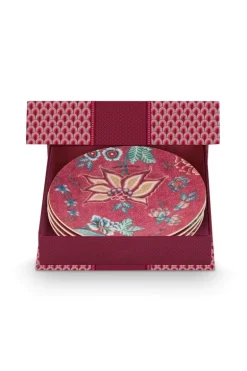 Flower Festival Set/4 Gebaksborden Donker 17Cm