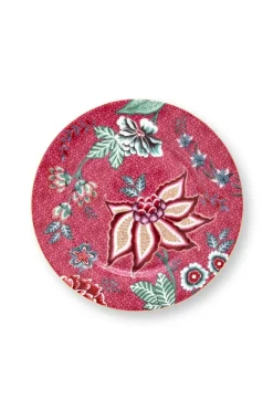 Flower Festival Set/4 Gebaksborden Donker 17Cm