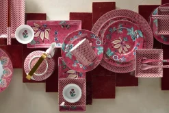 Flower Festival Set/4 Gebaksborden Donker 17Cm