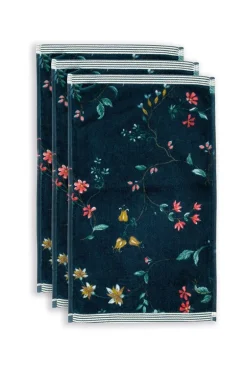 Gastendoek Set/3 Les Fleurs Donker 30X50 Cm