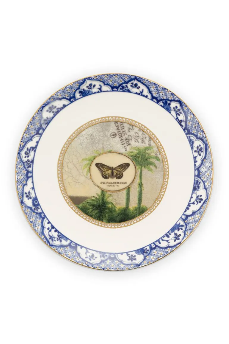 Heritage Gebaksbord Vlinder Blauw 15 Cm