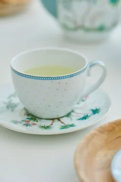 Jolie Set/2 Cappuccino Kop & Schotel Dots Gold