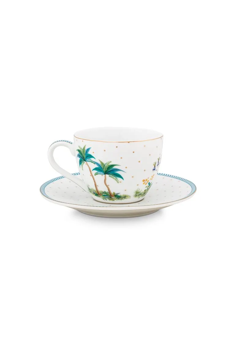Jolie Set/2 Espresso Kop & Schotel Dots Gold