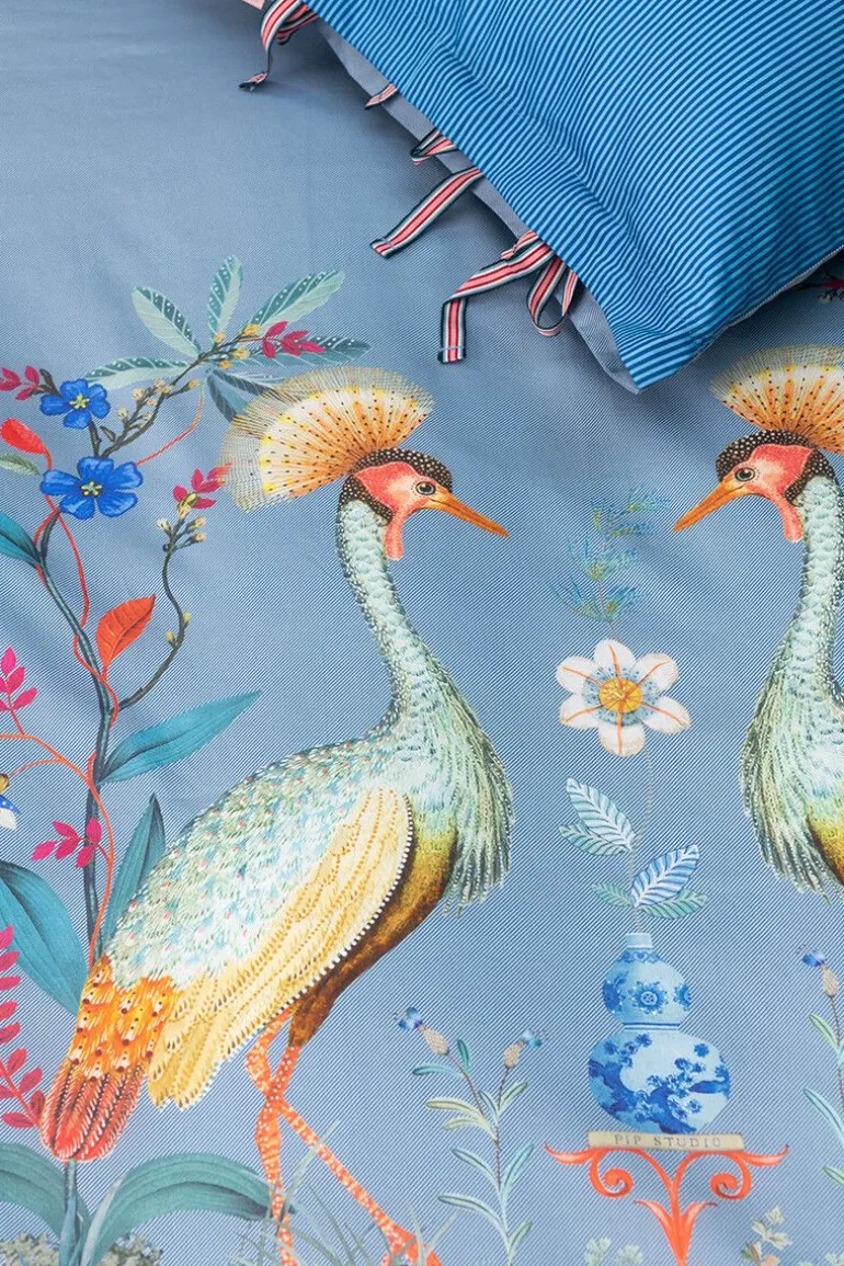 Kussensloop Flirting Birds Blauw