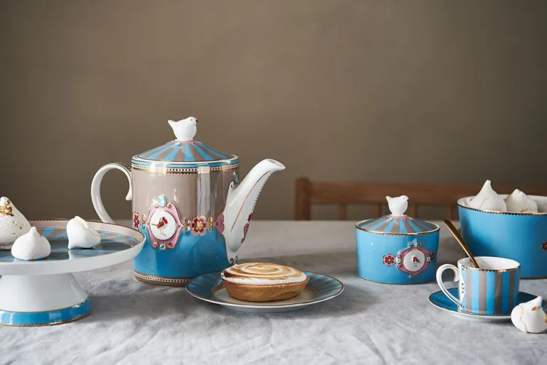 Love Birds Thee Set/3 Blauw/Khaki