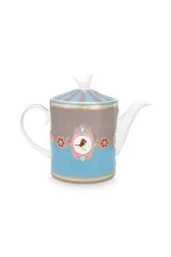 Love Birds Theepot Medium Blauw/Khaki