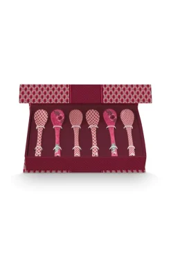 Oriental Flower Festival Set/6 Theelepels Donker