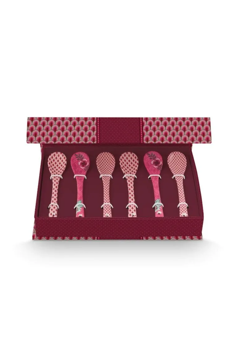 Oriental Flower Festival Set/6 Theelepels Donker