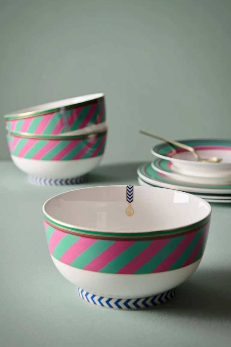 Pip Chique Stripes Kom Roze/Groen 20.5Cm