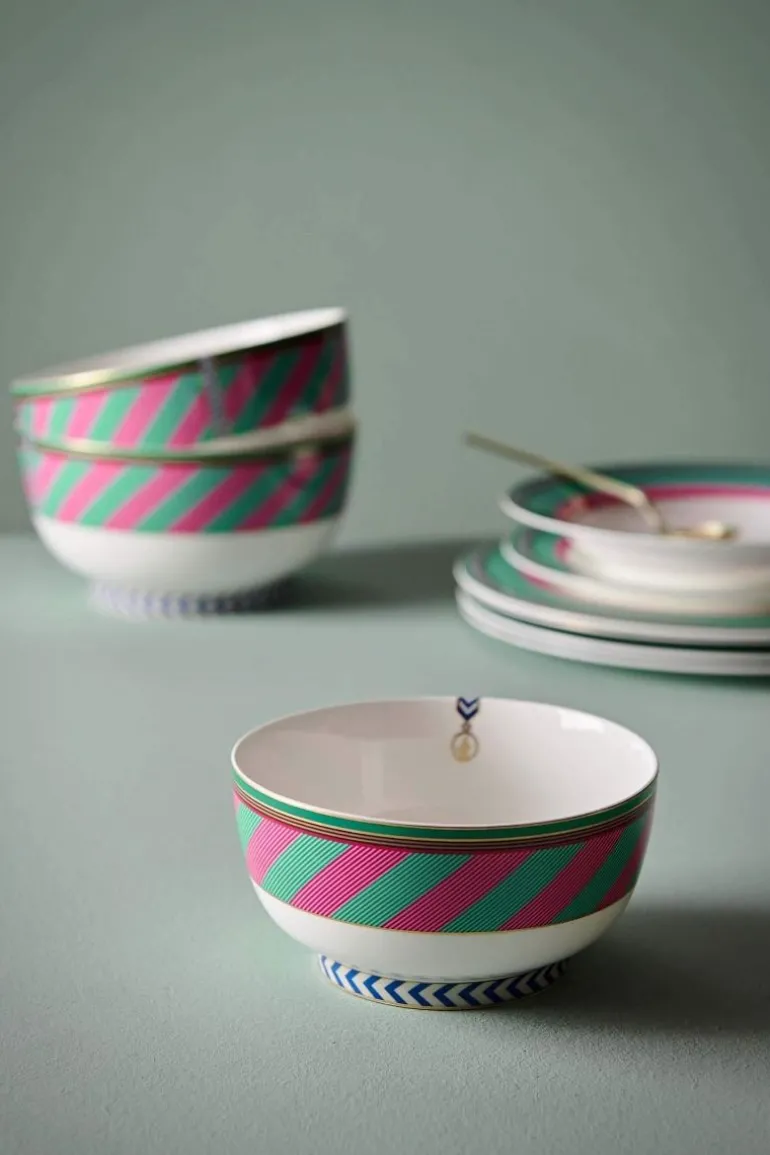 Pip Chique Stripes Kom Roze/Groen 15.5Cm