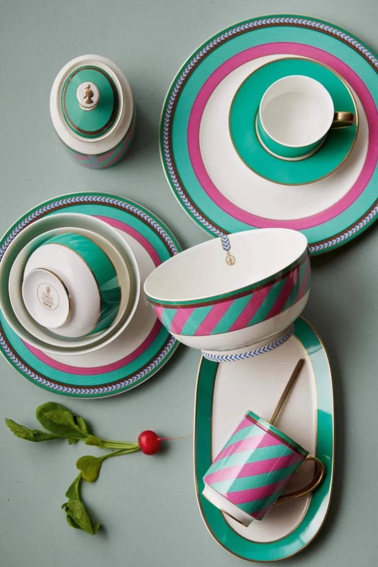 Pip Chique Stripes Kom Roze/Groen 18Cm