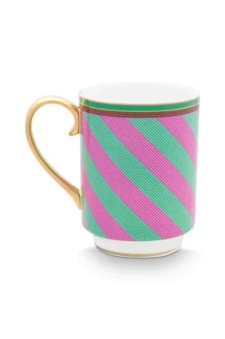 Pip Chique Stripes Mok Groot Roze/Groen 350Ml