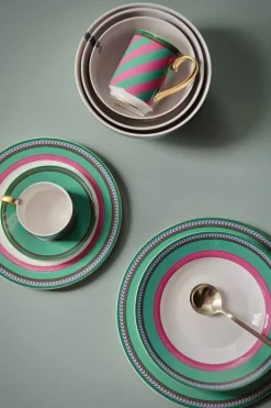 Pip Chique Stripes Ontbijtbord Roze/Groen 23Cm