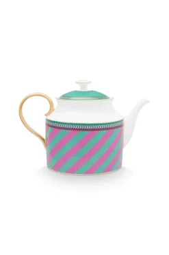 Pip Chique Stripes Theepot Groot Roze/Groen