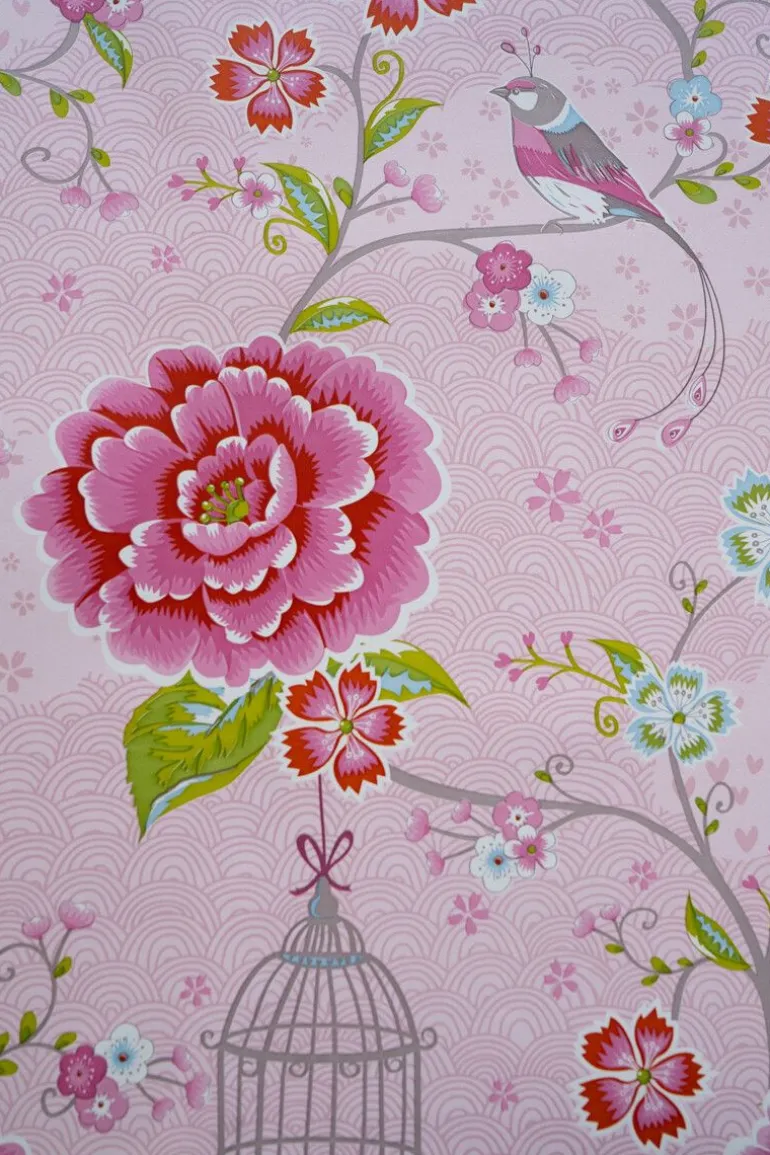 Pip Studio Birds In Paradise Vliesbehang Roze