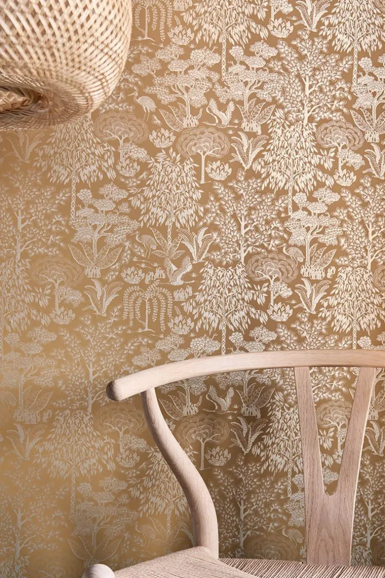 Pip Studio Origami Tree Vliesbehang Oker/Goud