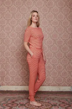 Top Korte Mouw Little Sumo Stripe Koraal
