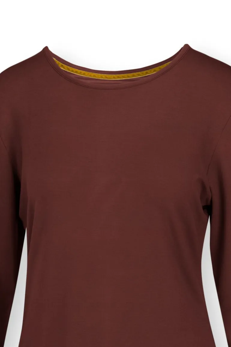 Top Lange Mouw Solid Terra Rood