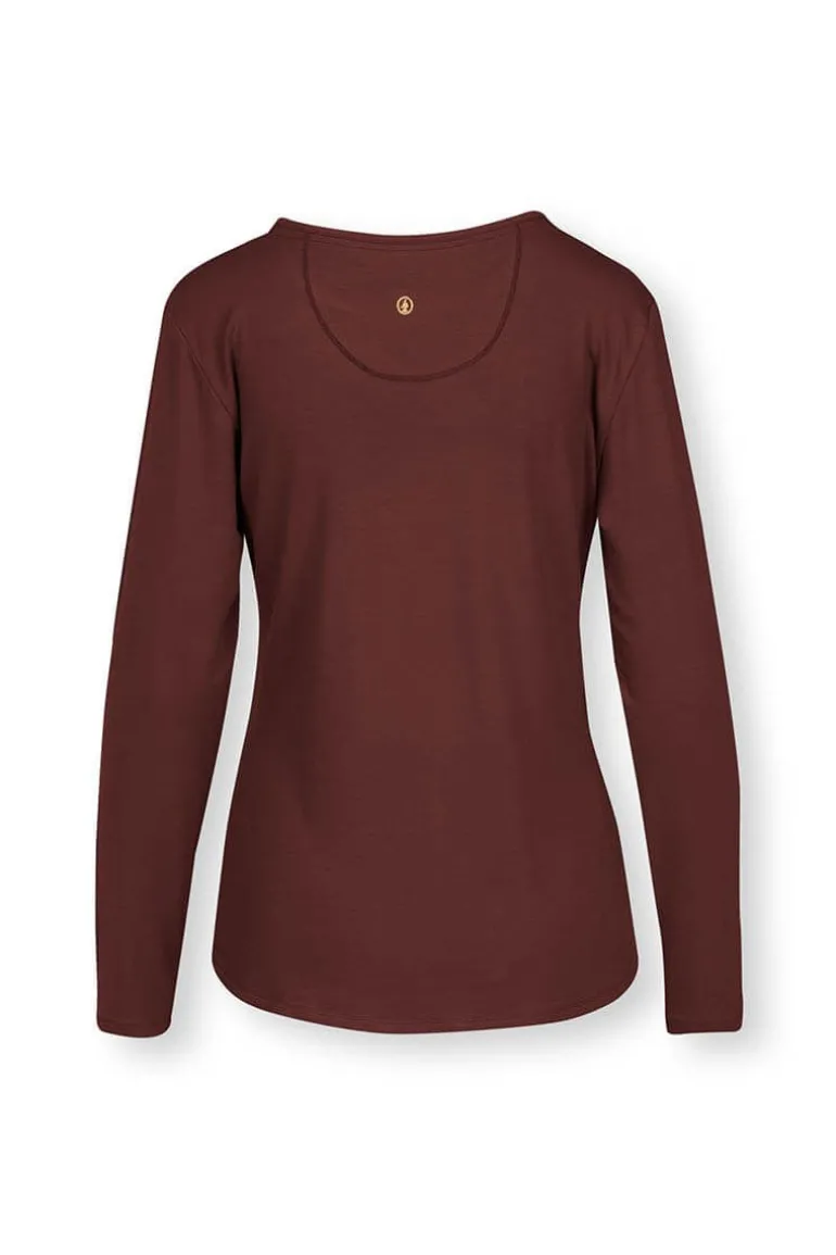 Top Lange Mouw Solid Terra Rood