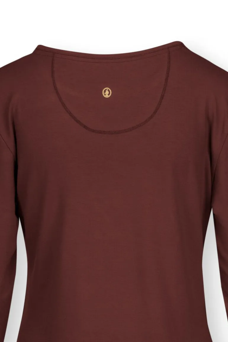 Top Lange Mouw Solid Terra Rood