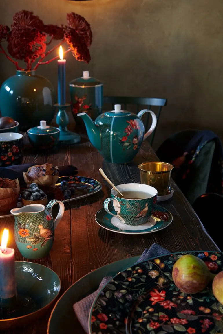 Winter Wonderland Set/2 Cappuccino Kop & Schotel Groen